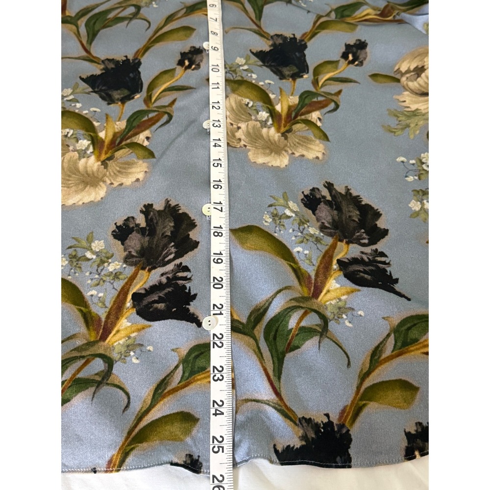 Vince Womens Blue Floral 100% Silk Button Down Long Sleeve Blouse Size L - Picture 8 of 10